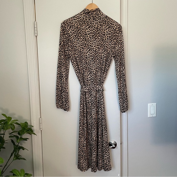 APC Dorothea brown leopard print cotton blend dress w/fabric tie belt S Worn 1x - Picture 7 of 13